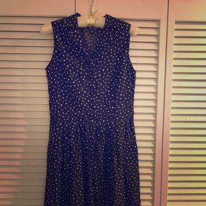 Olive green polka dots shirt dress w/pockets lined